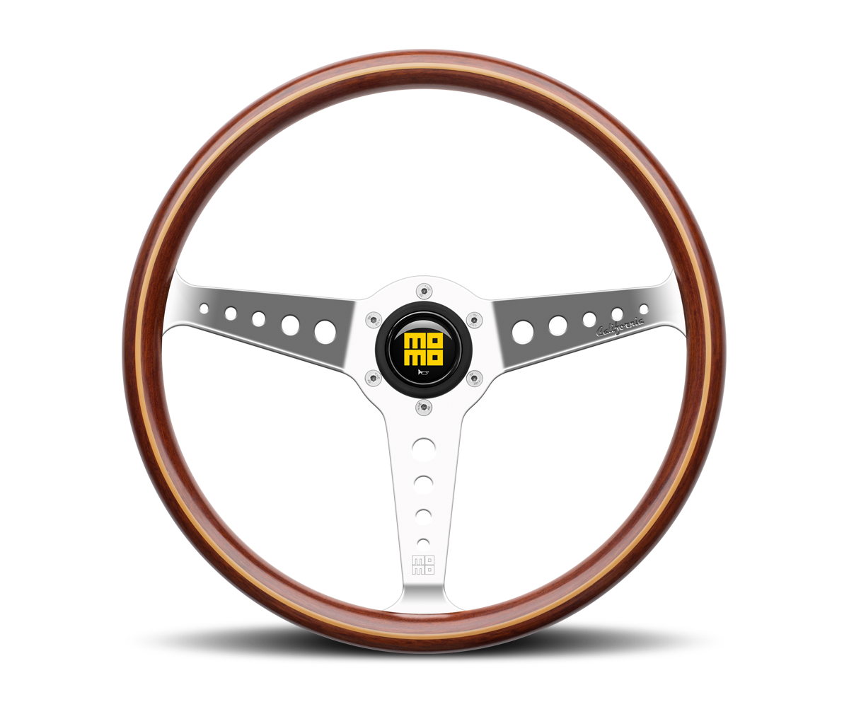 MOMO California Wood with Polished Chrome Spokes Steering Wheel