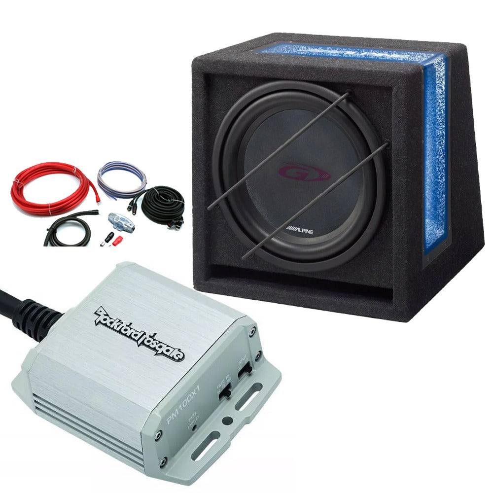 Alpine 8 Inch Bass Reflex Amplified Subwoofer with Enclosure Package 400W