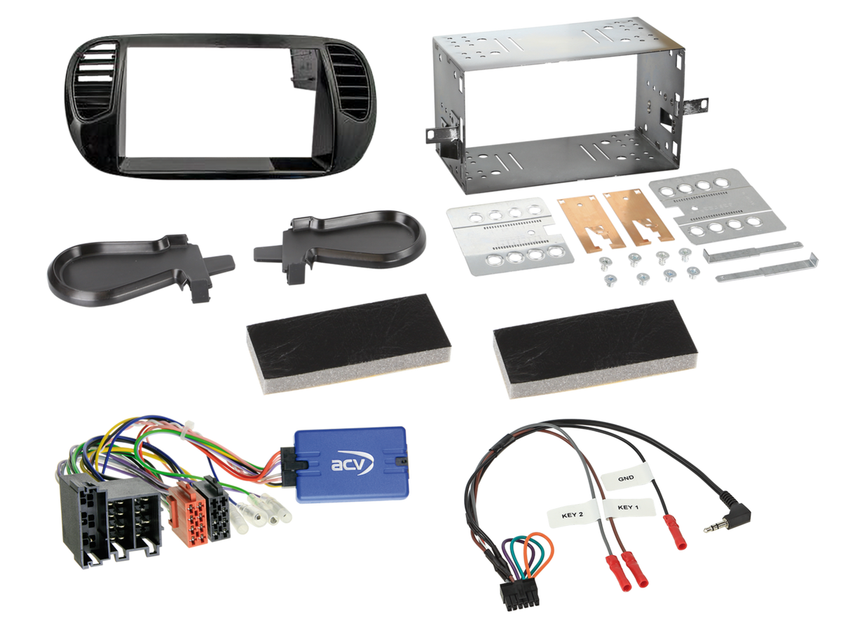 ACV AKFT02 Fiat 500 2007-2015 Complete Double Din Stereo Fitting Kit