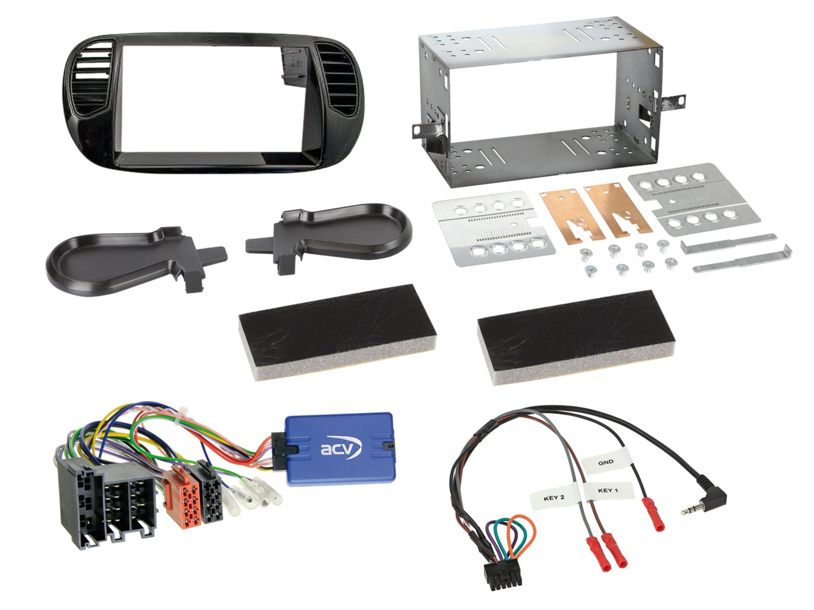 ACV AKFT02 Fiat 500 2007-2015 Complete Double Din Stereo Fitting Kit