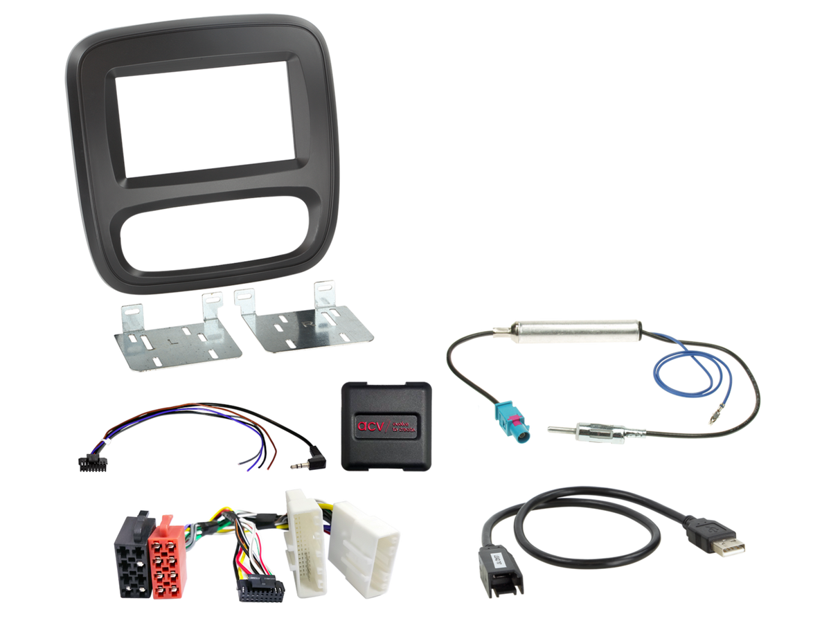 ACV AKVX37 - Renault Trafic 2014-2017, Vauxhall Vivaro 2016-2019, Nissan NV300 2014-2021 Complete Double Din Stereo Fitting Kit