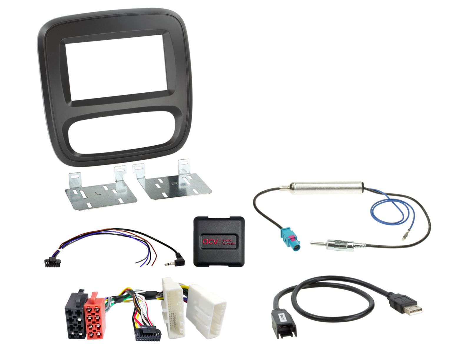 ACV AKVX37 - Renault Trafic 2014-2017, Vauxhall Vivaro 2016-2019, Nissan NV300 2014-2021 Complete Double Din Stereo Fitting Kit