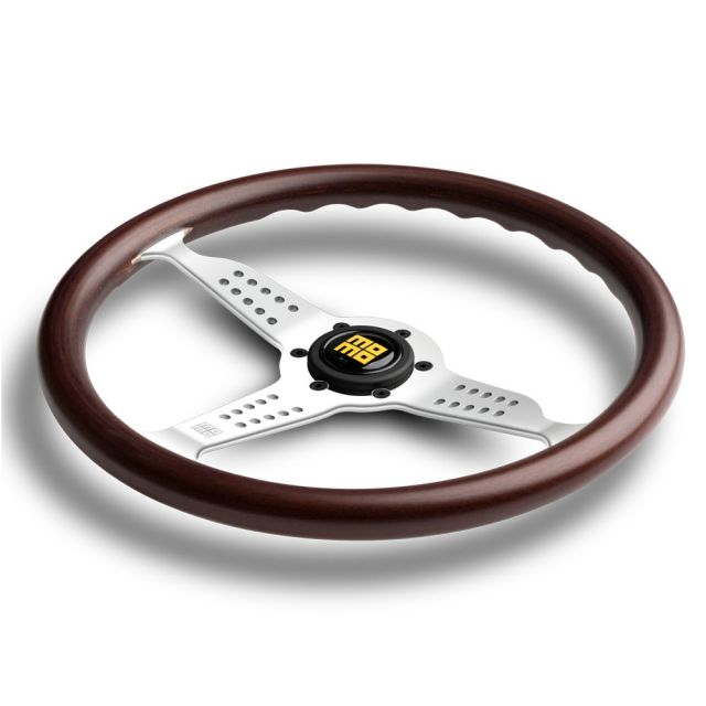 Momo Grand Prix - Mahogany Wood Steering Wheel Silver Spoke 350mm