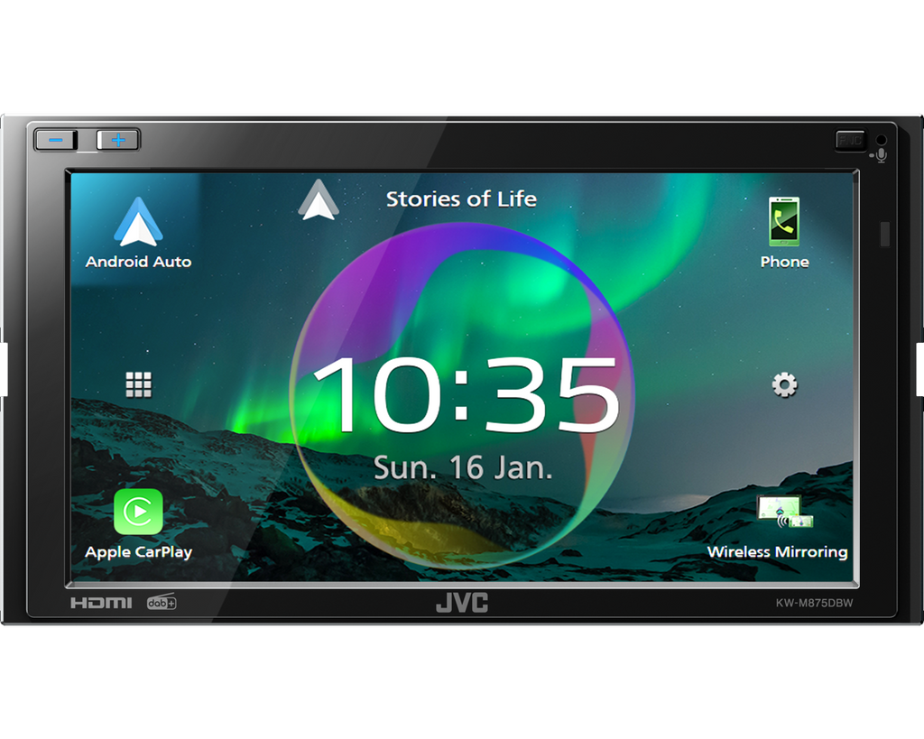 JVC KW-M875DBW - 6.8 Inch Wireless Apple CarPlay Android Auto Mirroring DAB Bluetooth Stereo