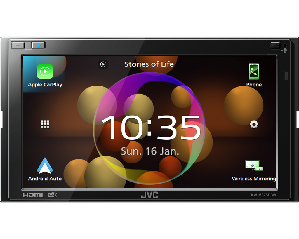 JVC KW-M875DBW - 6.8 Inch Wireless Apple CarPlay Android Auto Mirroring DAB Bluetooth Stereo