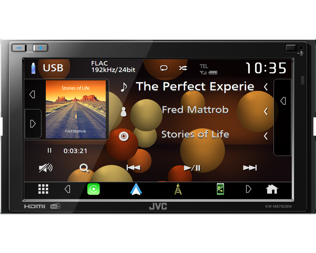 JVC KW-M875DBW - 6.8 Inch Wireless Apple CarPlay Android Auto Mirroring DAB Bluetooth Stereo