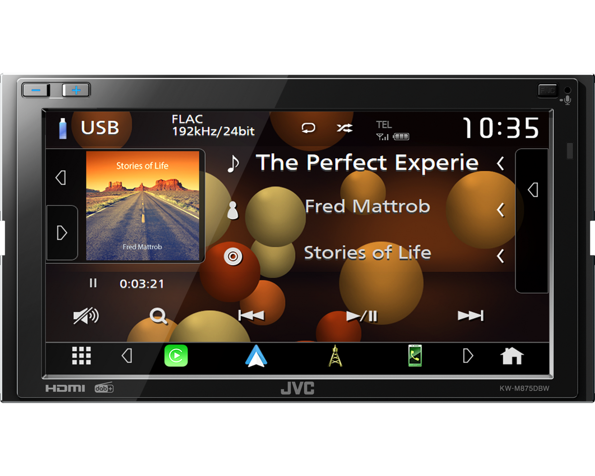 JVC KW-M875DBW - 6.8 Inch Wireless Apple CarPlay Android Auto Mirroring DAB Bluetooth Stereo