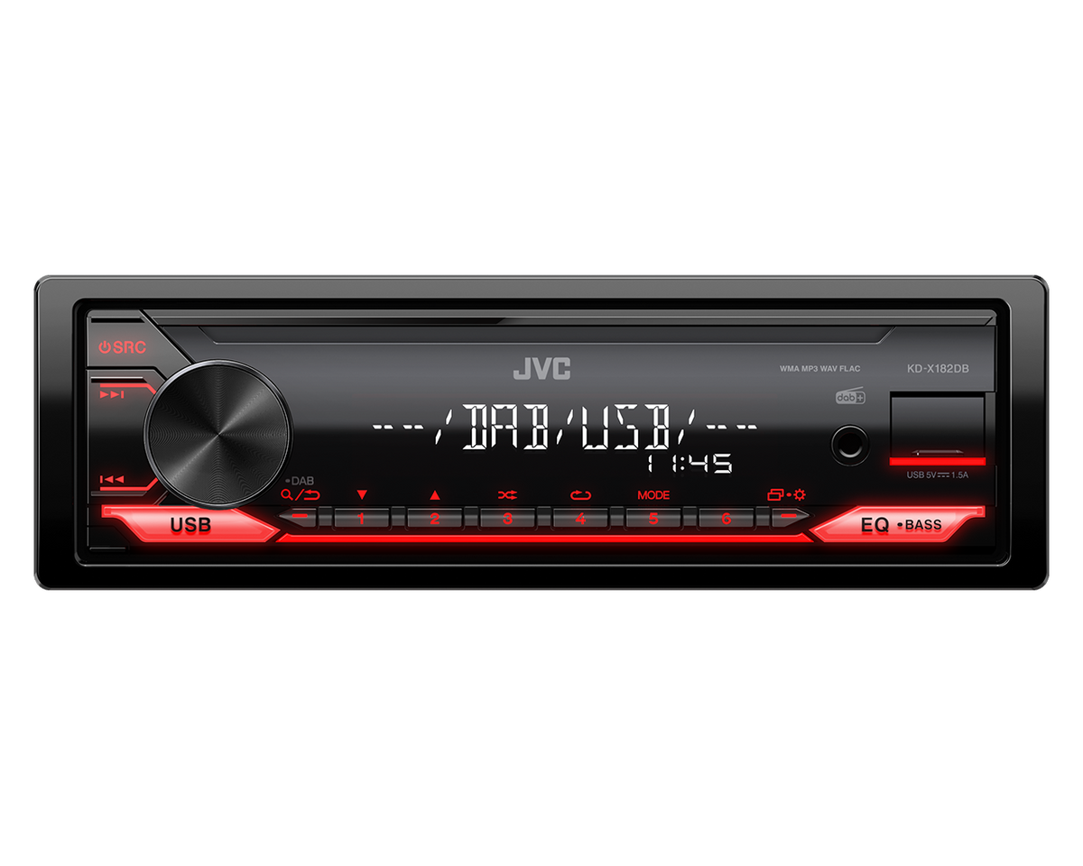 JVC KD-X182DB - Mechless Digital Media Player With DAB+ Front AUX & USB Car Stereo