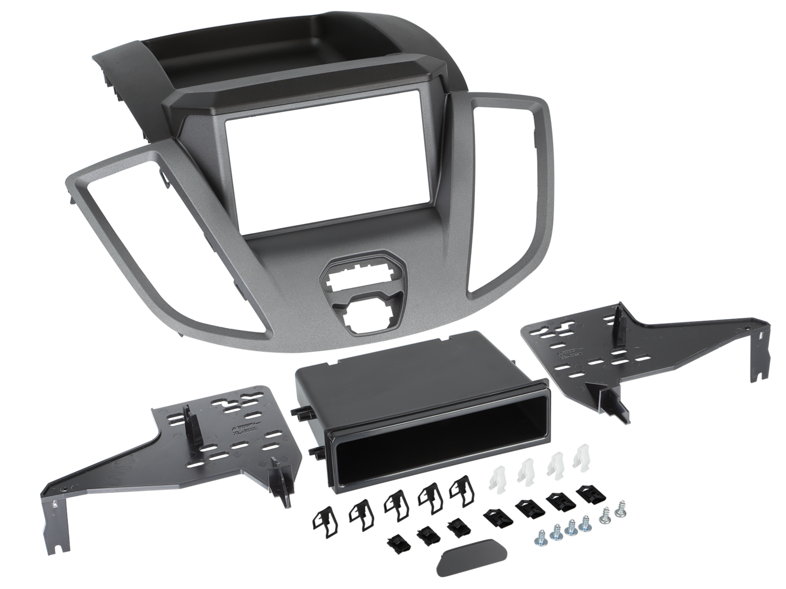ACV 381114-32-1 - Ford Transit 2015-2019 Grey Double DIN Fascia Kit With Pocket