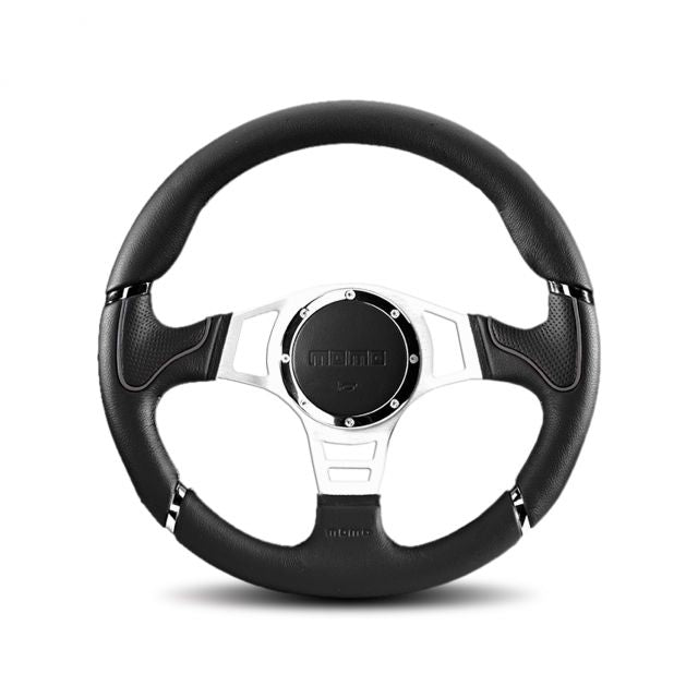 Momo Millenium Sport - Black Leather Steering Wheel Grey Piping 350mm