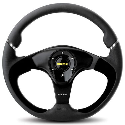 Momo Nero -  Leather Rim Suade Grip Black Steering Wheel