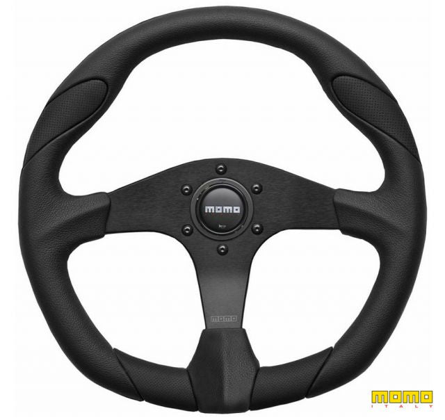 Momo Quark - Black Leather Anthracite Steering Wheel 350mm