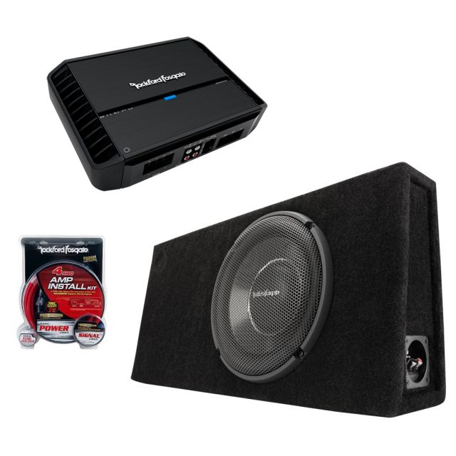 Rockford Fosgate Power Single 12” T1 Slim Loaded Enclosure 1200W Package Deal
