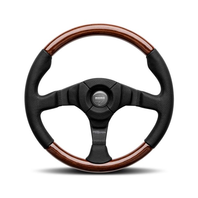 Momo Dark Fighter Wood - Airleather & Wood Steering Wheel 350mm
