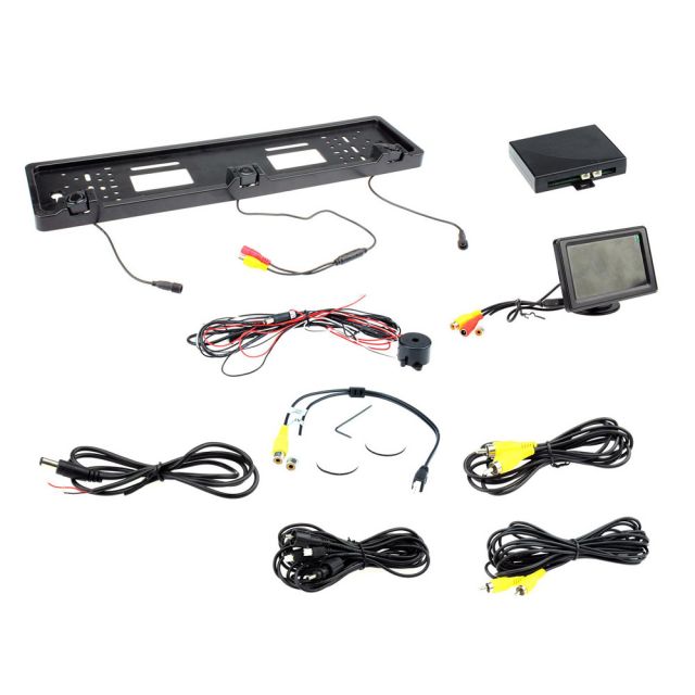 Connects2 4.3" Dash Monitor Rear Car Number Plate Camera & 2 Sensor Kit