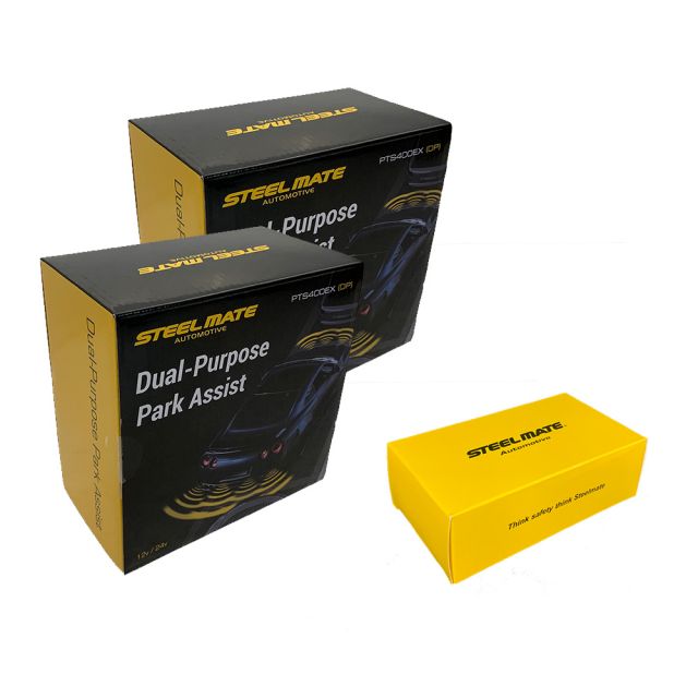 Steelmate Dual Purpose 8 Sensor Front & Rear Parking Kit - MATT BLACK