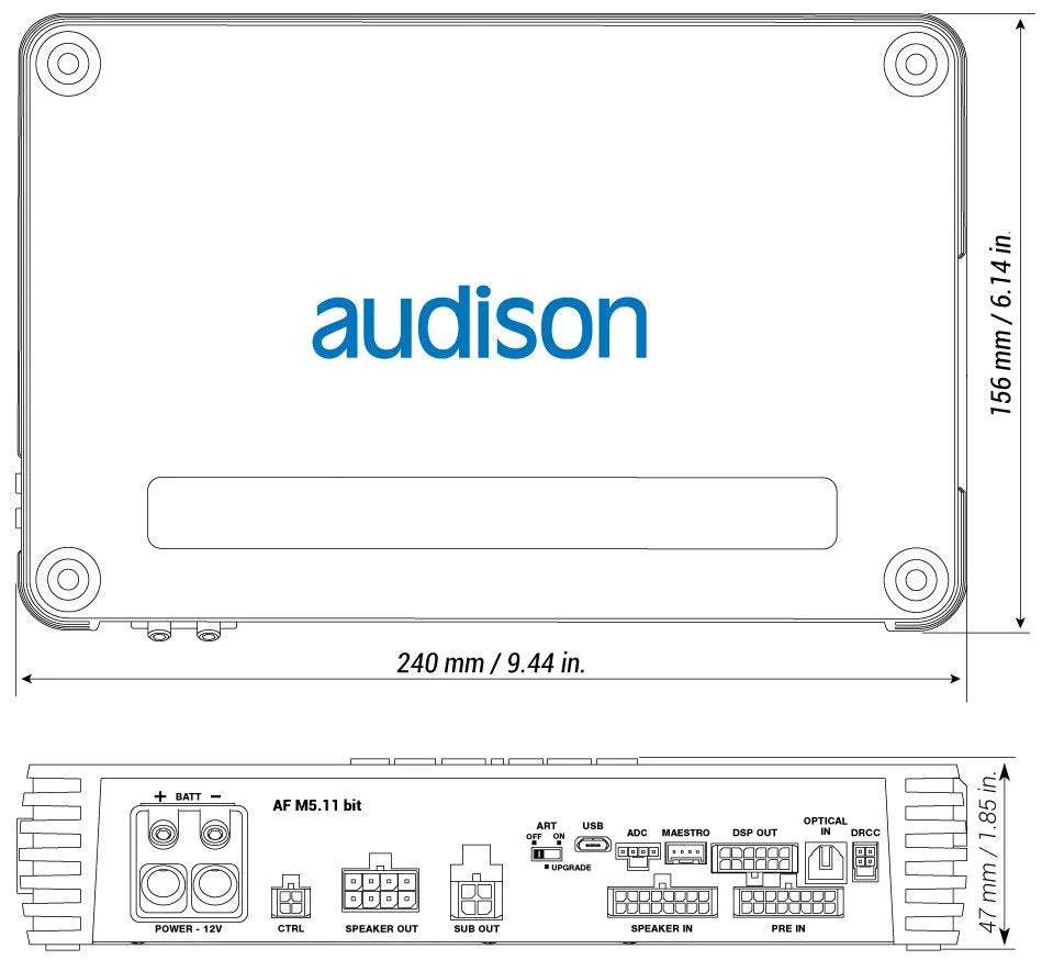 Audison Forza AF M5.11 Bit DSP Amplifier | 1200 W | 11 CH DSP + 4 x 150 W @ 2 ohm + 1 x 600 W @ 2 ohm | D-class Fully Bridgeable