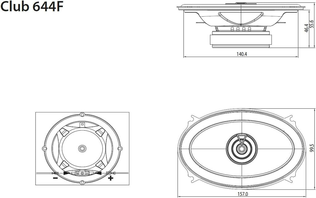 JBL CLUB 644F - 4x6 Inch 2 Way Coaxial Car Speakers 240W Total Power