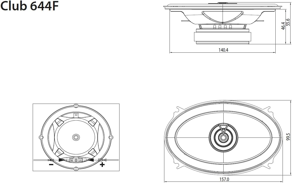 JBL CLUB 644F - 4x6 Inch 2 Way Coaxial Car Speakers 240W Total Power