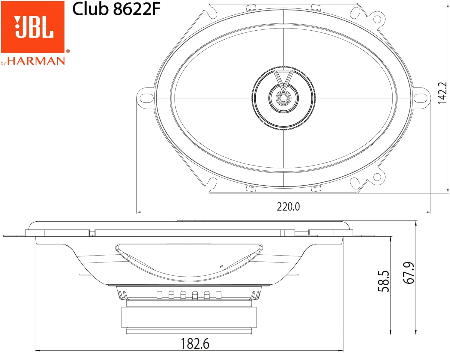 JBL Club 8622F - Club Series 6"x 8" 2-Way Car Speakers