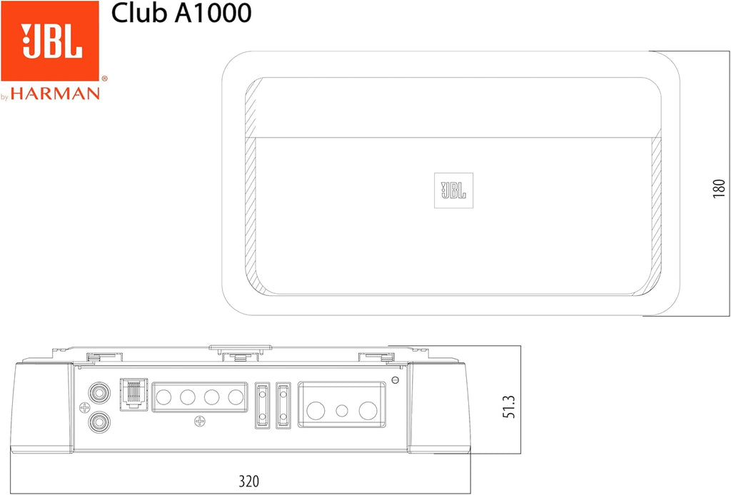 JBL CLUB A5055 - 5 Channel Car Amplifier 50W RMS x 4 + 500W RMS x 1