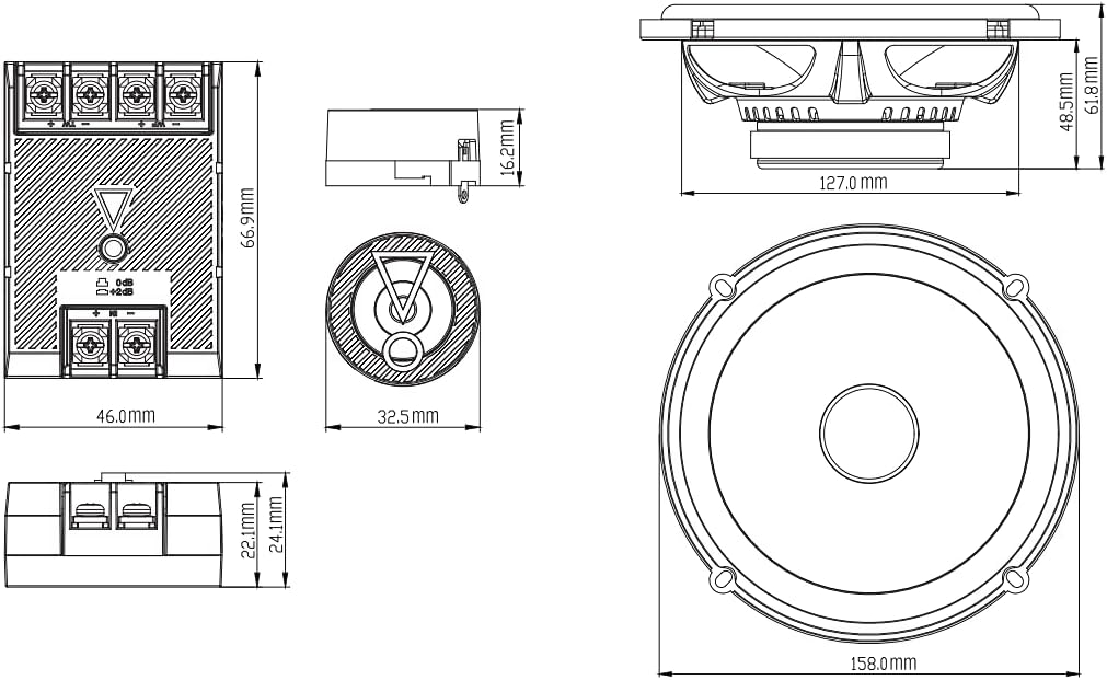 JBL STAGE3 607C - 6.5" 2-Way Component Speakers 500W Total Power