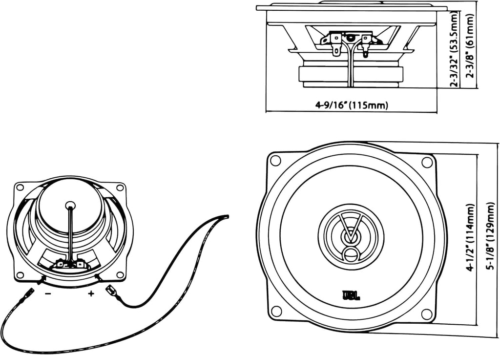 JBL STAGE1 51F - 5.25" 130mm 2-Way Coaxial Car Door Speakers 300W Total Power