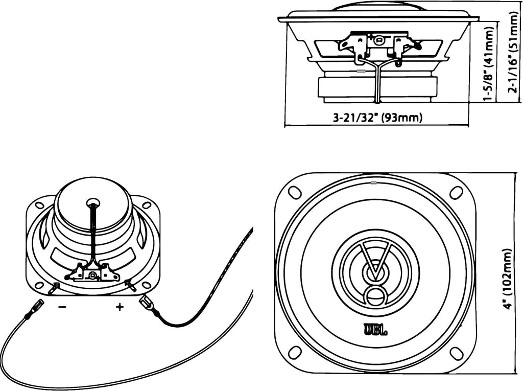 JBL Stage1 41F - 4" 100mm 2-Ways Coaxial Car Speaker 125W