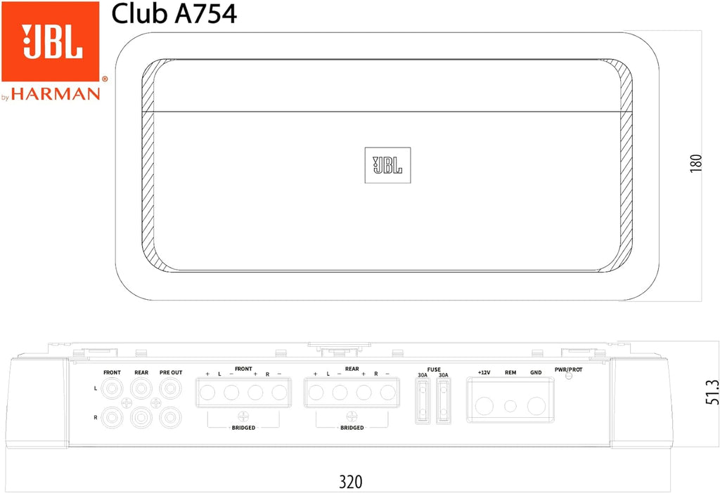 JBL Club A754 - 4/2 Channel Bridgeable Car Amplifier 400W
