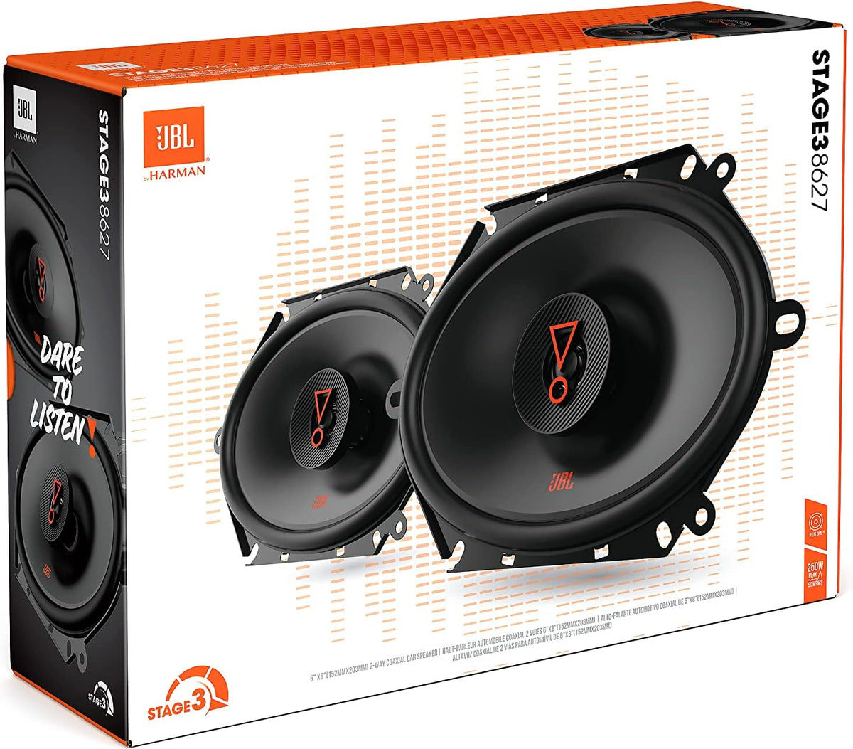 JBL STAGE3 8627 - 6" x 8" 2-Way Coaxial Speakers 500W Total Power