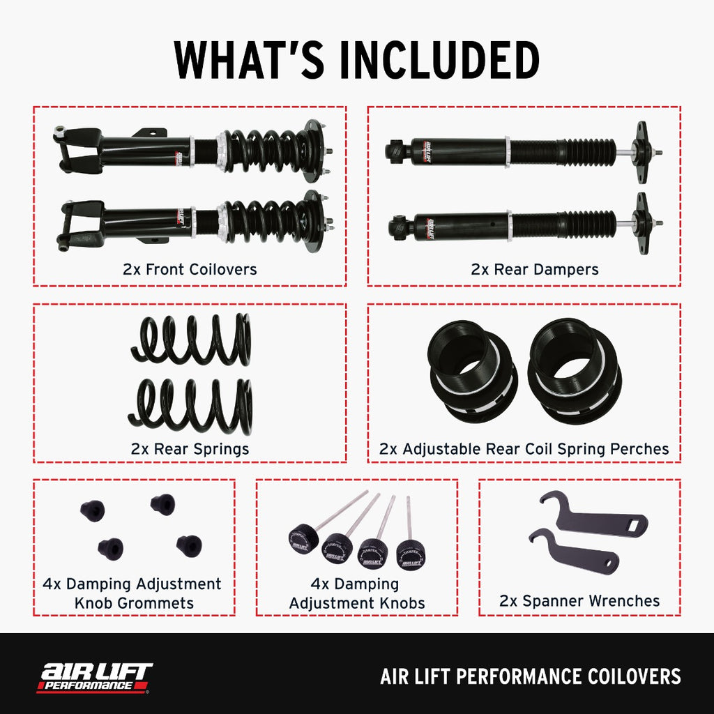 Dodge Challenger Air Lift Performance Coilover Kit 15-23 (Fits RWD models only)
