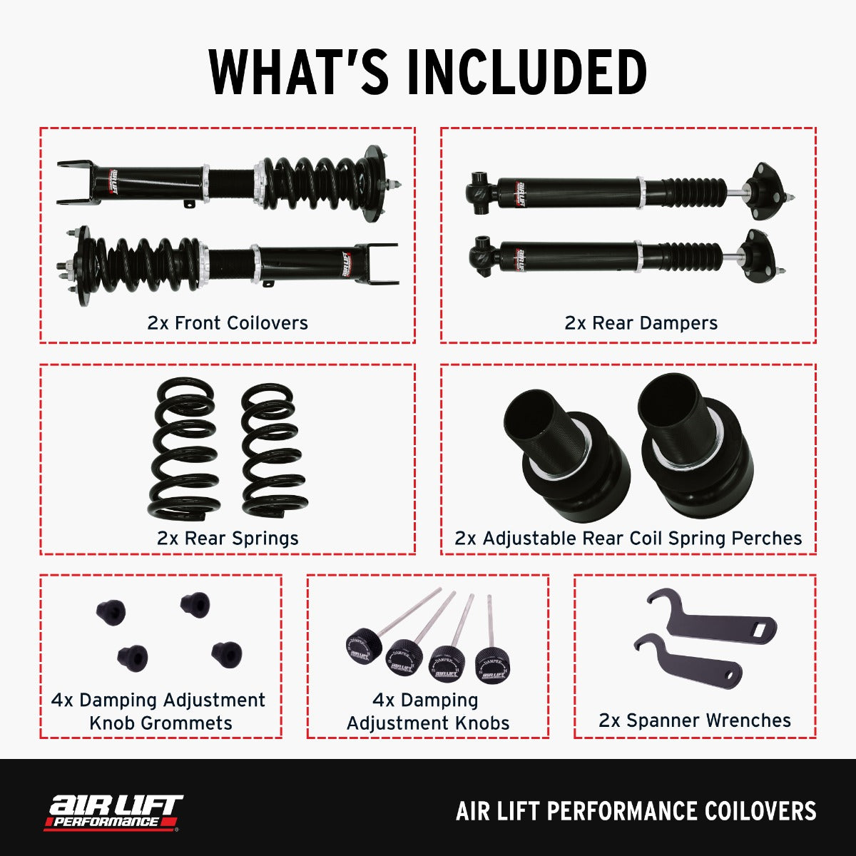 Lexus RC200T 16-17, RC300 18-24, RC350 15-24 Air Lift Performance Coilover Kit (Fits RWD models only)