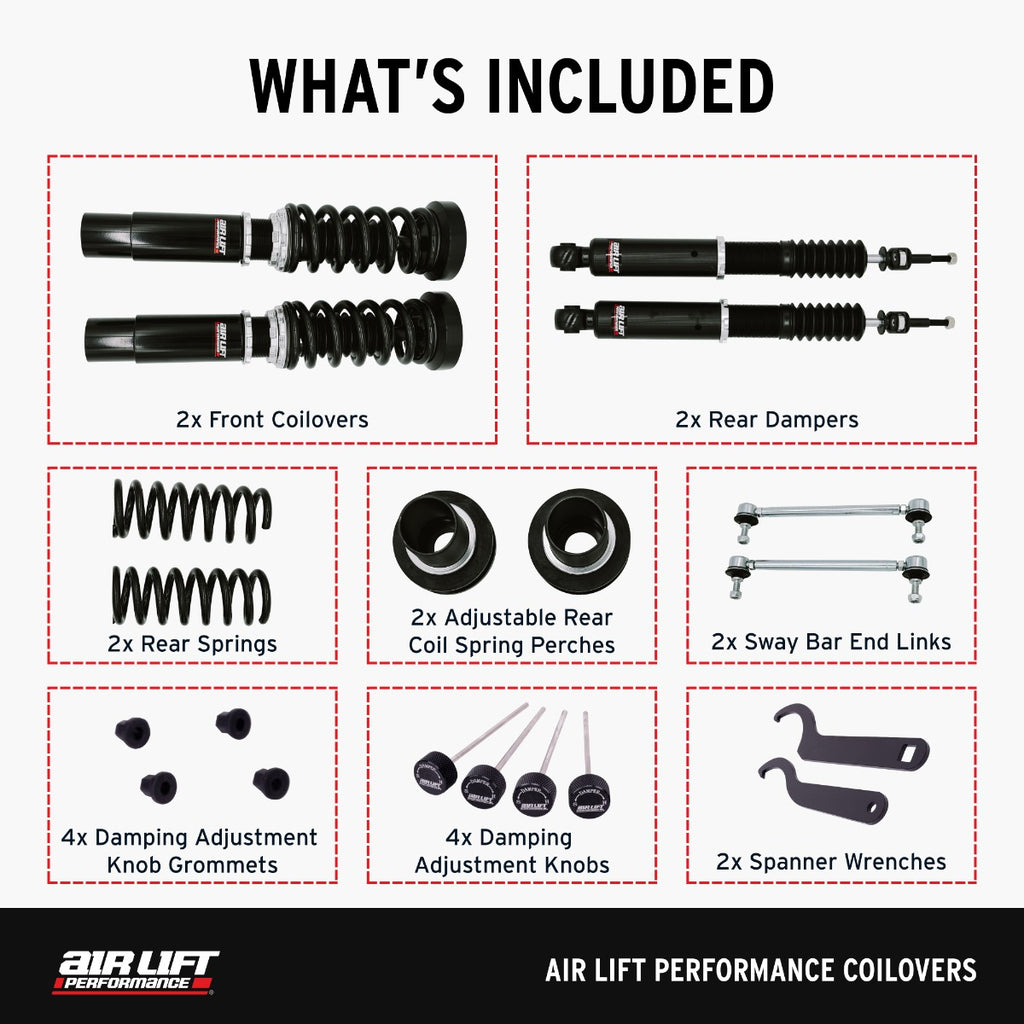 BMW 1-Series Air Lift Performance Coilover Kit (F20/F21) 12-18 with 5 bolt upper mount