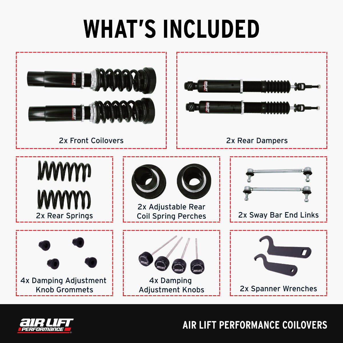 BMW 2-Series 15-21 Air Lift Performance Coilover Kit with 5 bolt upper mount