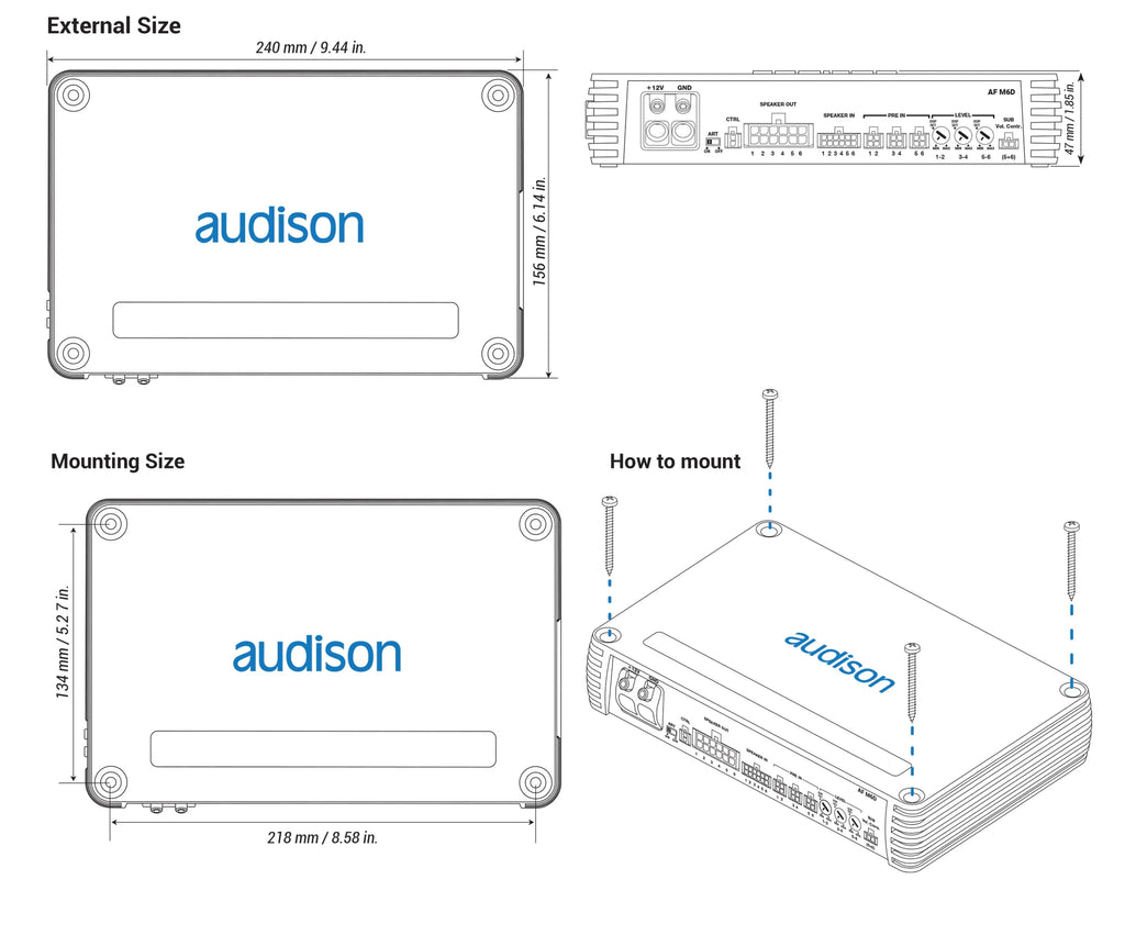 Audison AF M6D - Forza 6 Channel D-Class Amplifier 6 x 220W @ 2ohm