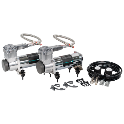 Air Suspension Air Compressor With Reduced Vibration Chrome Dual Kit