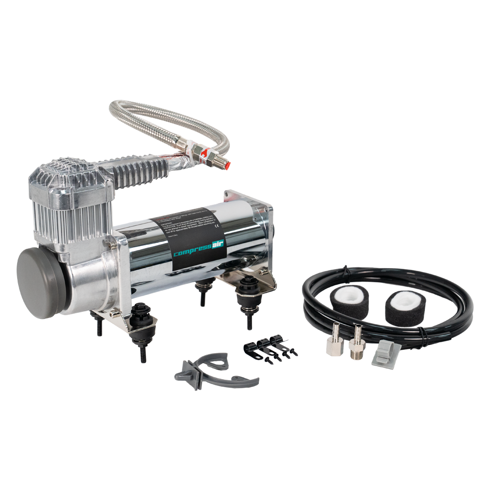Air Suspension Air Compressor With Reduced Vibration Chrome