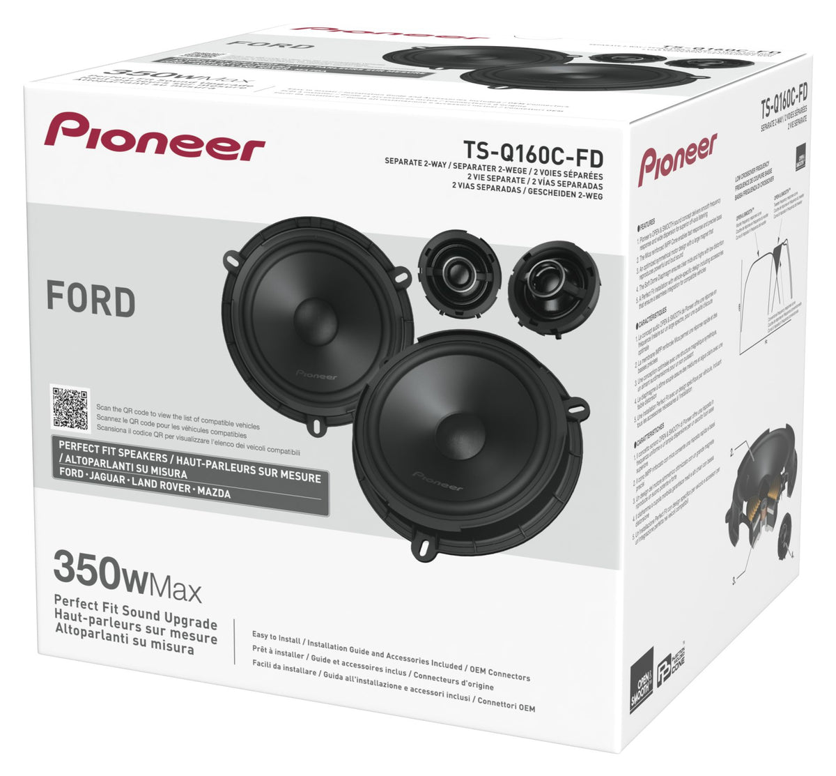 Pioneer TS-Q160C-FD 6.5" (16.5cm) 2 Way Custom Fit Component Speaker For Ford and Mazda vehicles