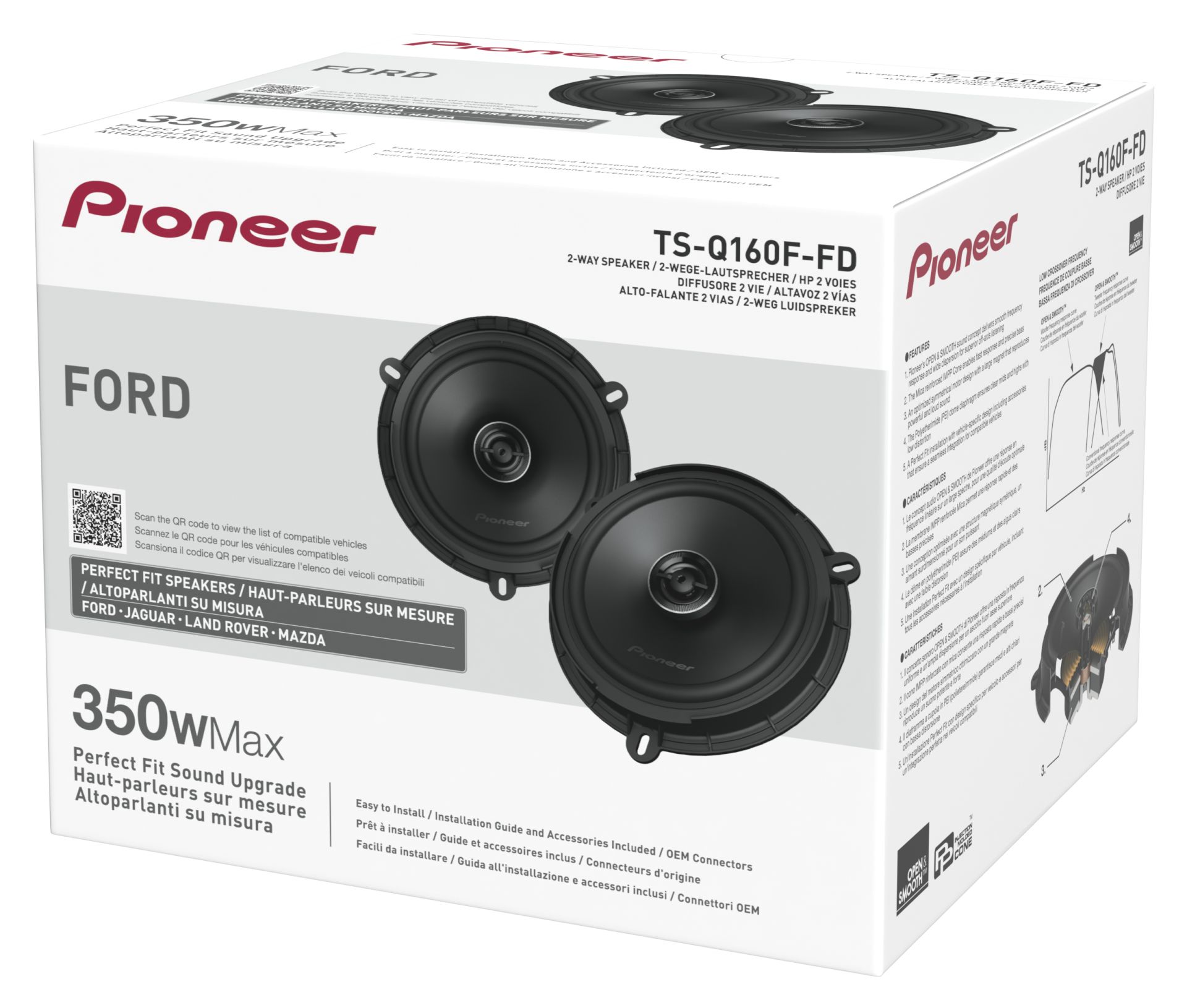 Pioneer TS-Q160F-FD 6.5" (16.5cm) 2 Way Custom Fit Coaxial Speaker For Ford, Jaguar, Land Rover & Mazda