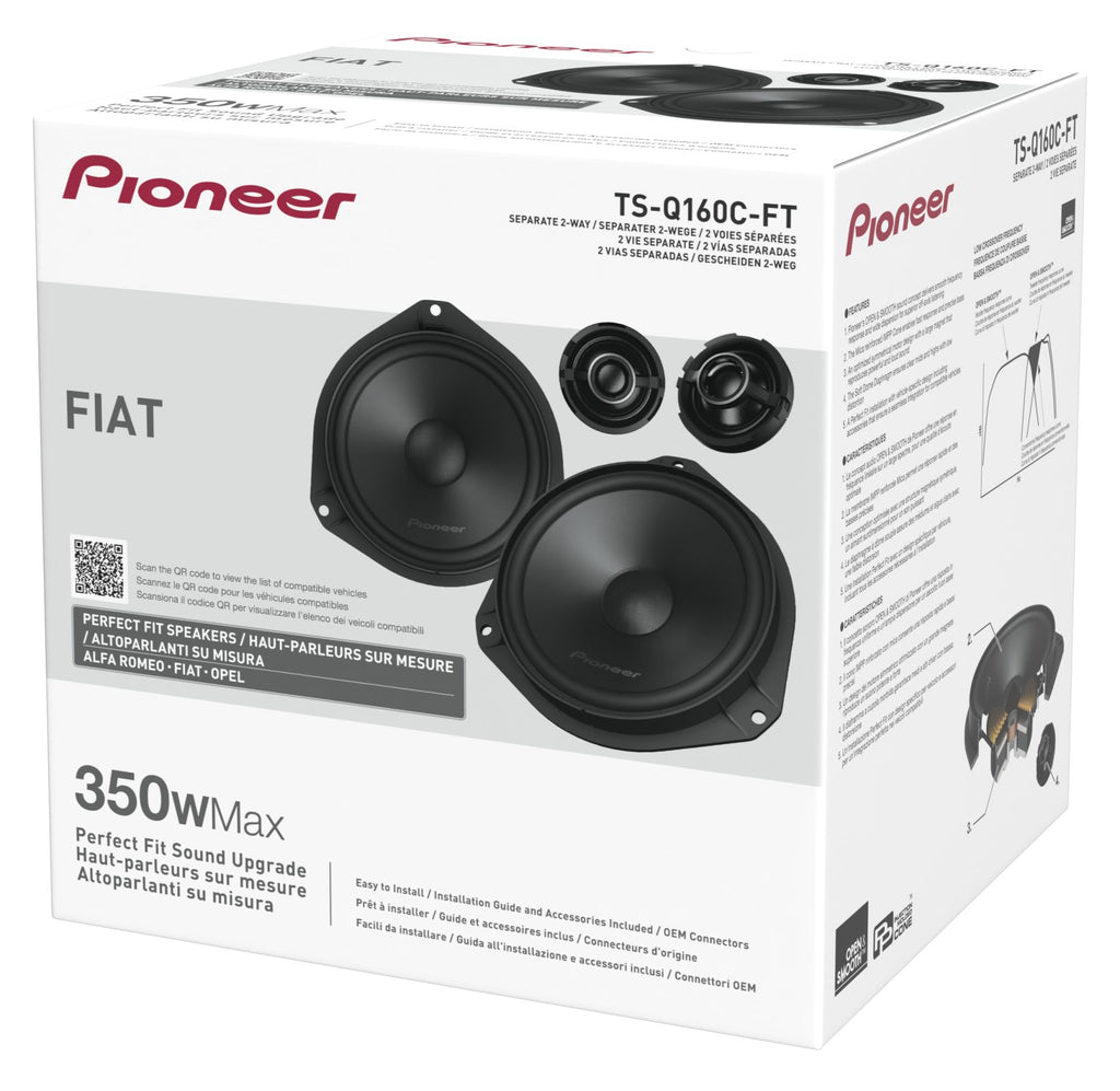 Pioneer TS-Q160C-FT 6.5" (16.5cm) 2 Way Custom Fit Component Speaker For Fiat, Alfa Romeo & Vauxhall