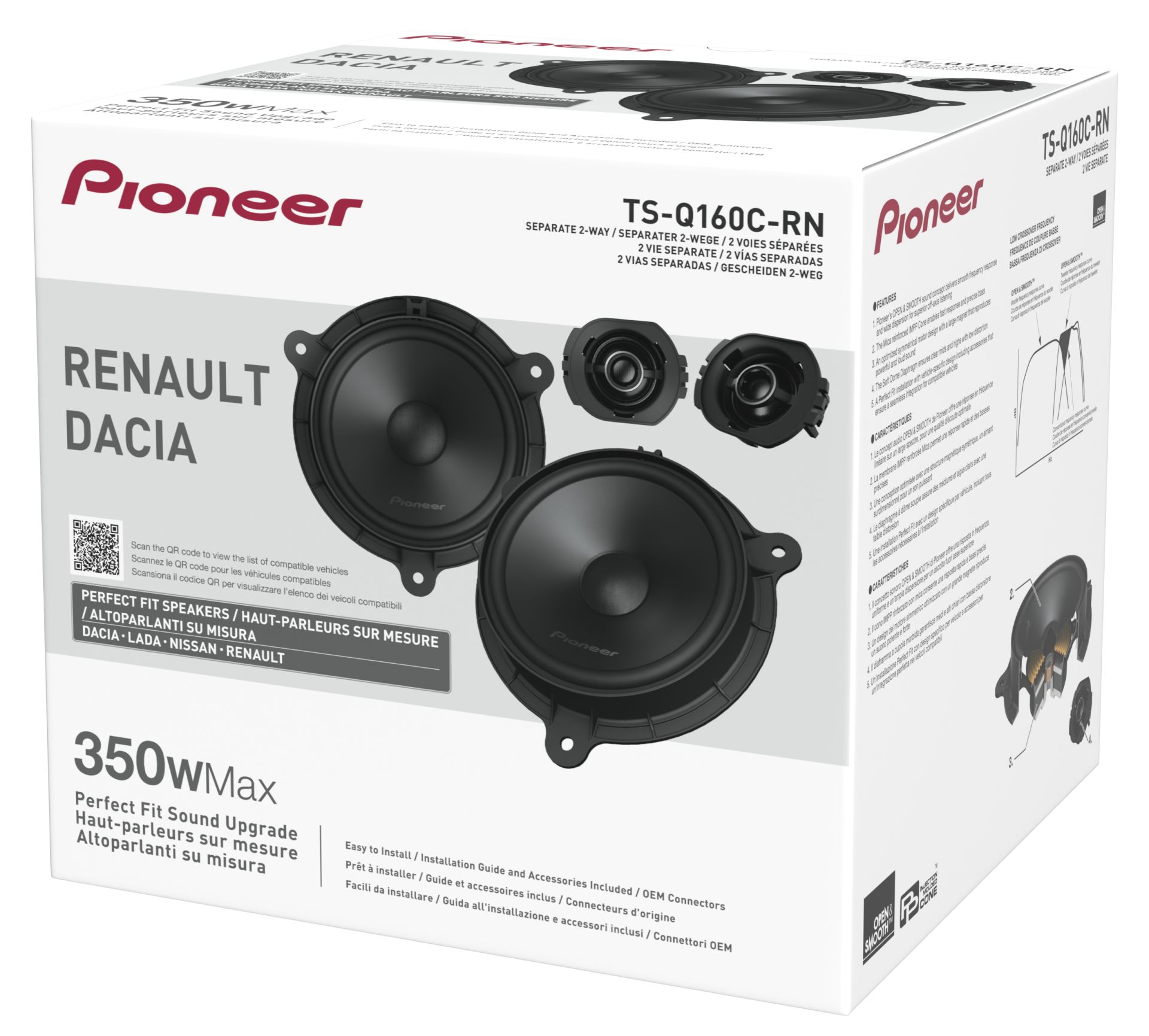 Pioneer TS-Q160C-RN 6.5" (16.5cm) 2 Way Custom Fit Component Speaker For Renault, Nissan & Dacia