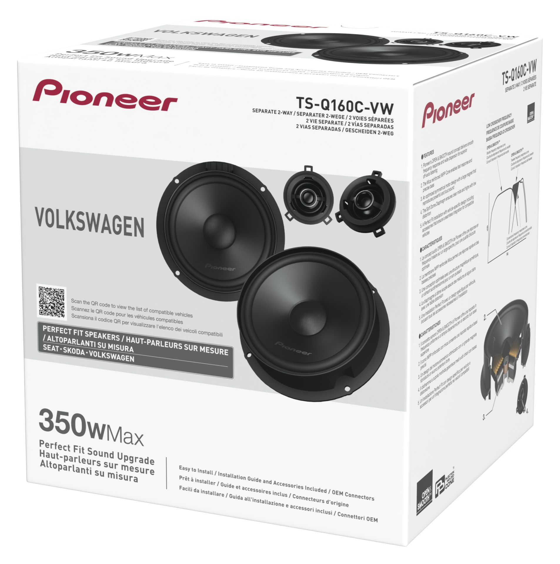 Pioneer TS-Q160C-VW 6.5" (16.5cm) 2 Way Custom Fit Component Speaker For Volkswagen Seat & Skoda