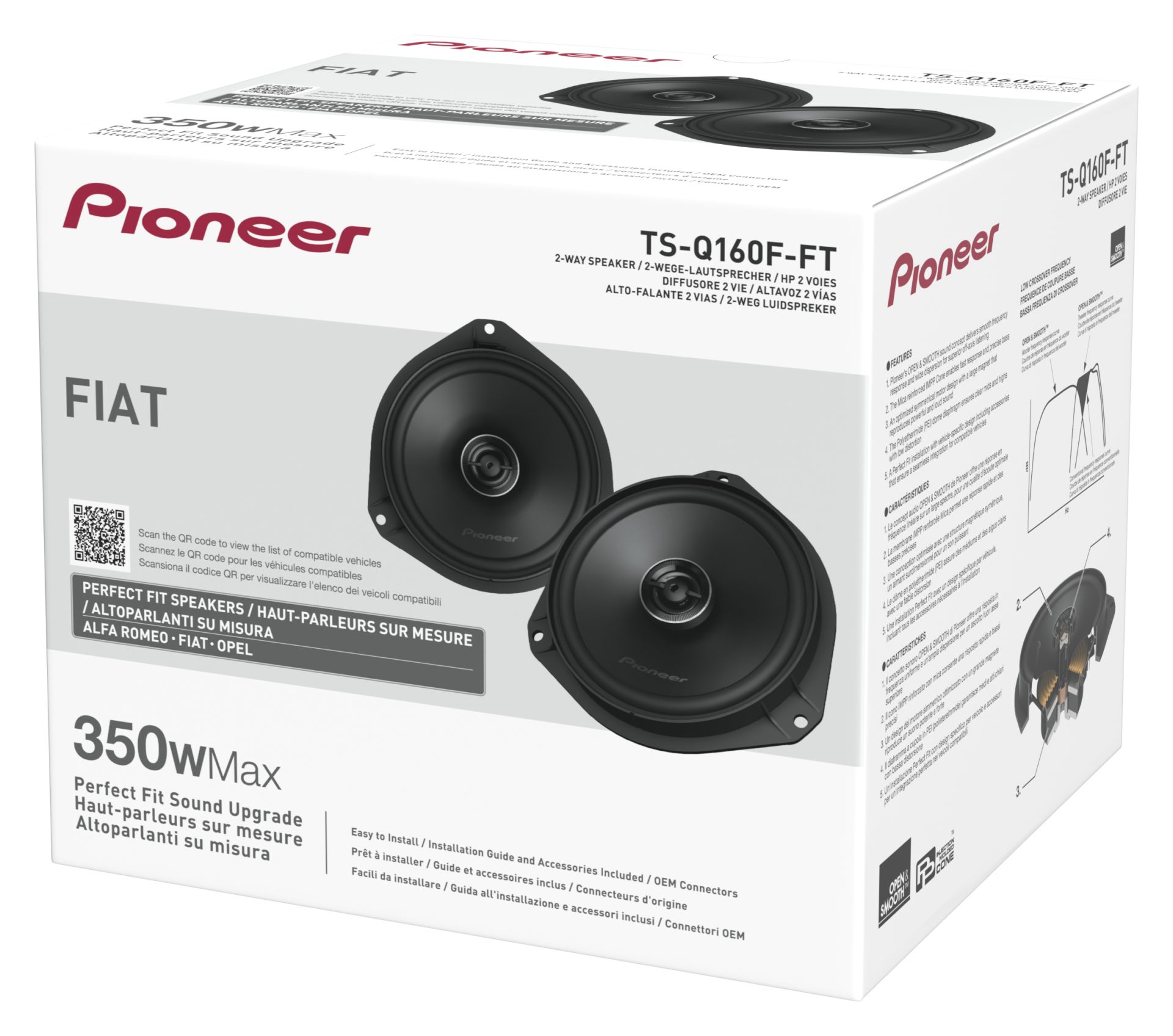 Pioneer TS-Q160F-FT 6.5" (16.5cm) 2 Way Custom Fit Coaxial Speaker For Fiat, Alfa Romeo & Vauxhall