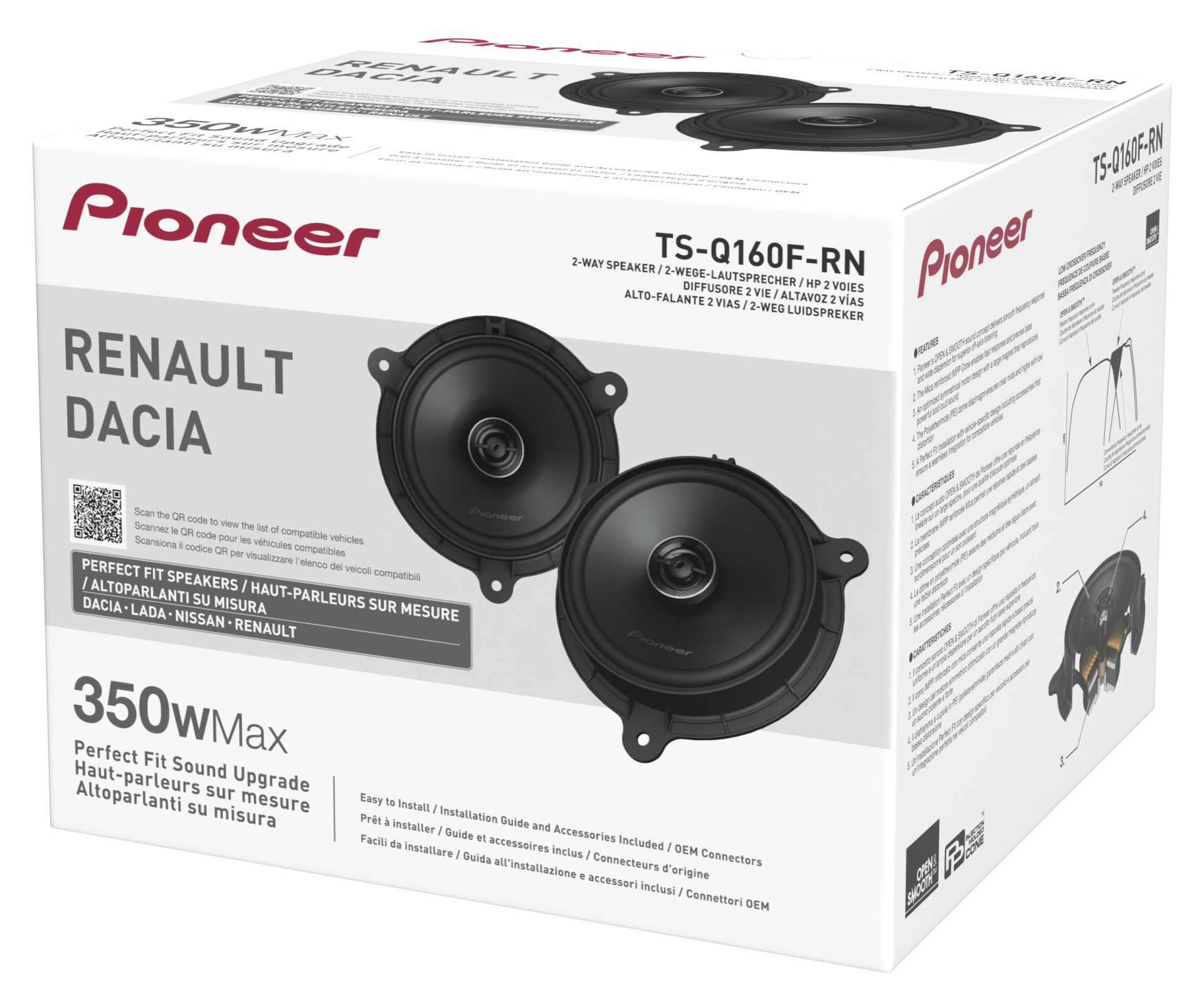 Pioneer TS-Q160F-RN 6.5" (16.5cm) 2 Way Custom Fit Coaxial Speaker For Renault, Nissan & Dacia