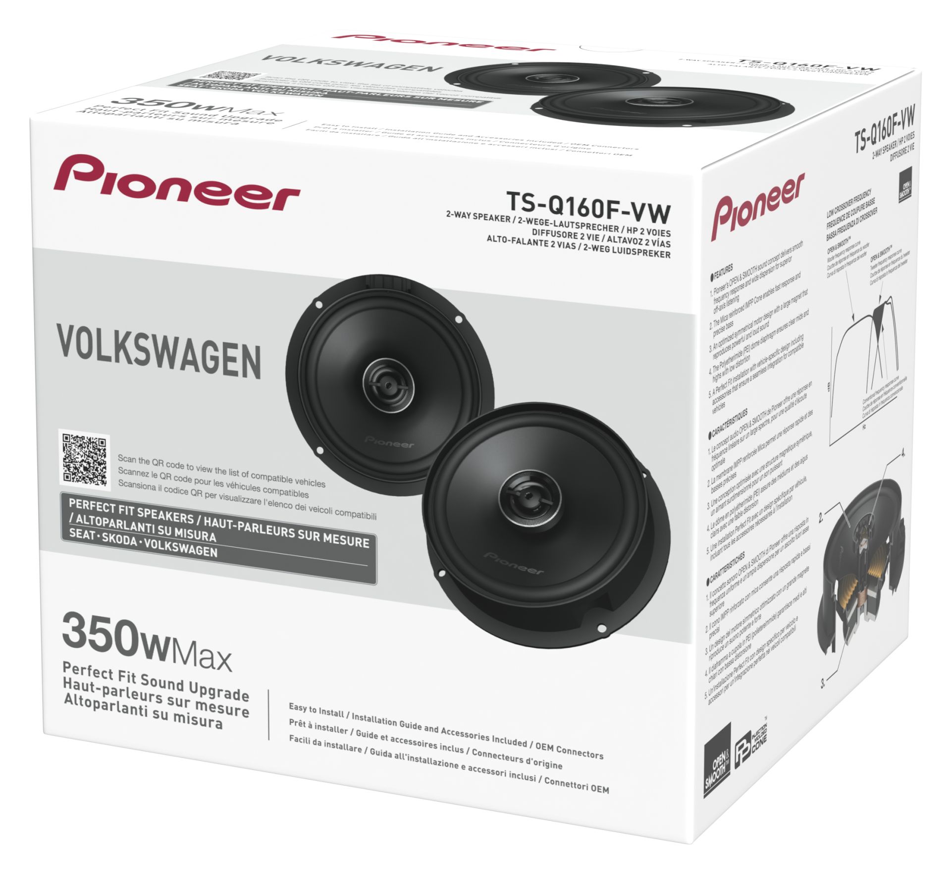 Pioneer TS-Q160F-VW 6.5" (16.5cm) 2 Way Custom Fit Coaxial Speaker For Volkswagen, Seat & Skoda