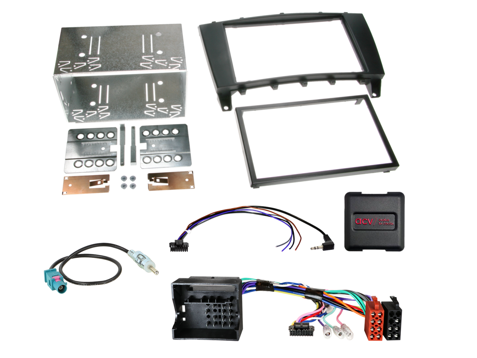 ACV Mercedes C Class W203 2004-2007 Complete Double Din Stereo Fitting Kit