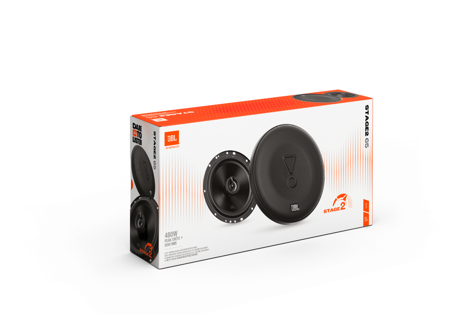 JBL Stage2 65 - 6.5" 2-Way Coaxial Car Speakers 480W - With Grills