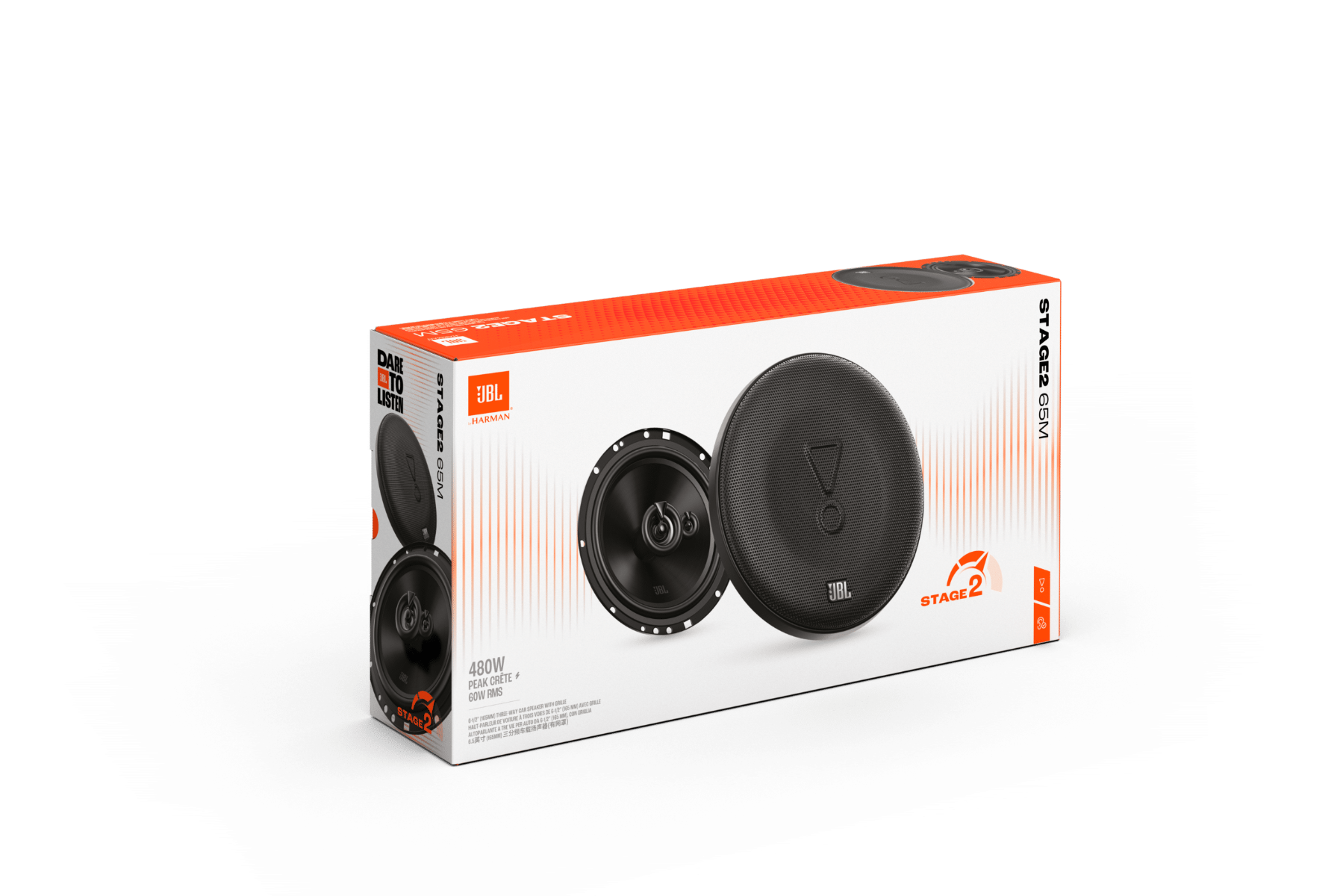 JBL Stage2 65M - 6.5" 3-Way Coaxial Car Speakers 480W - With Grills