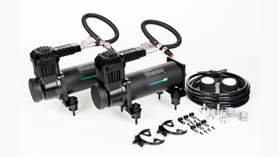 Air Suspension Air Compressor With Reduced Vibration Satin Black Dual Kit