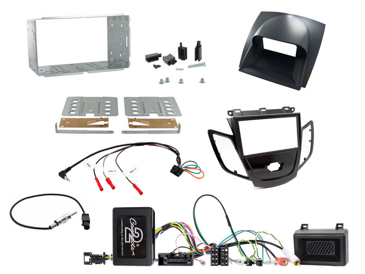CTKFD72 Installation kit for the Ford Fiesta. This installation kit comes supplied with a piano black double DIN fascia kit - with a grey display cover